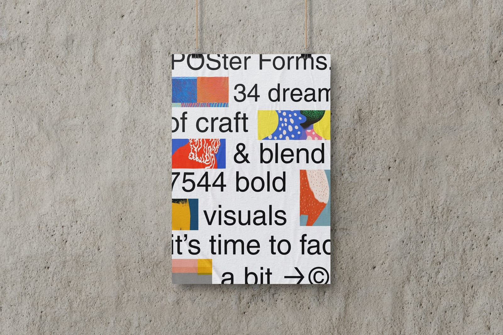 Hanging Poster Mockup on Wall