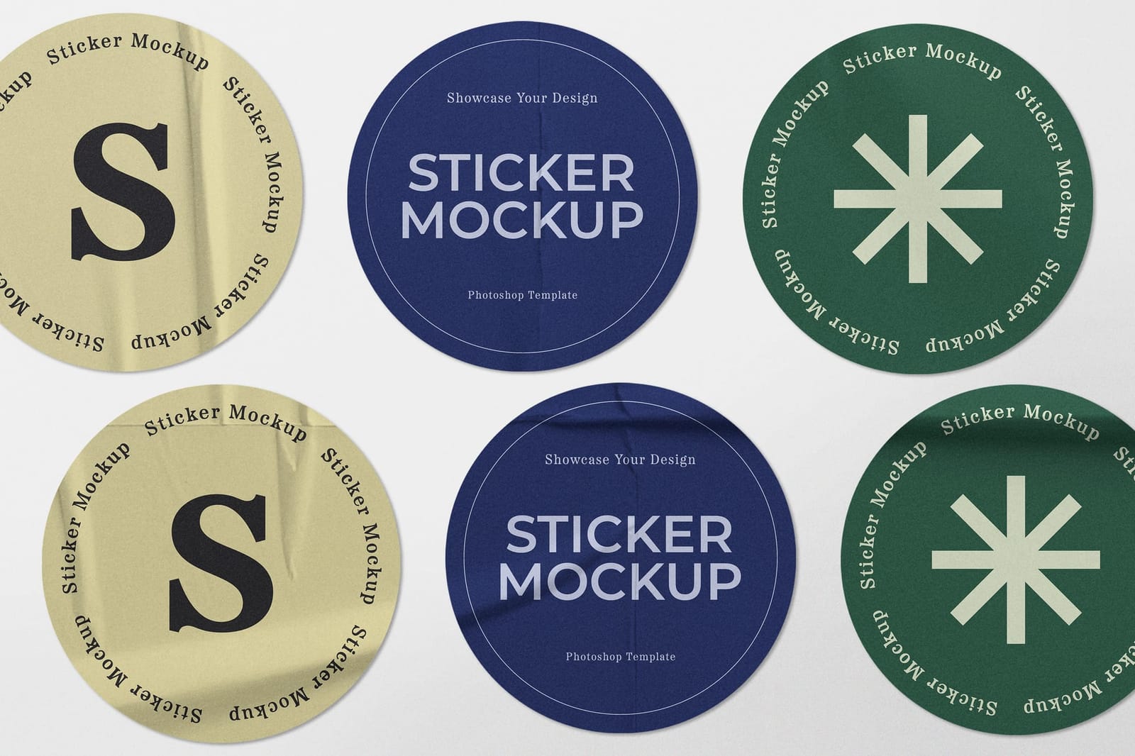 Harmony Symmetrical Round Badges Sticker Mockup