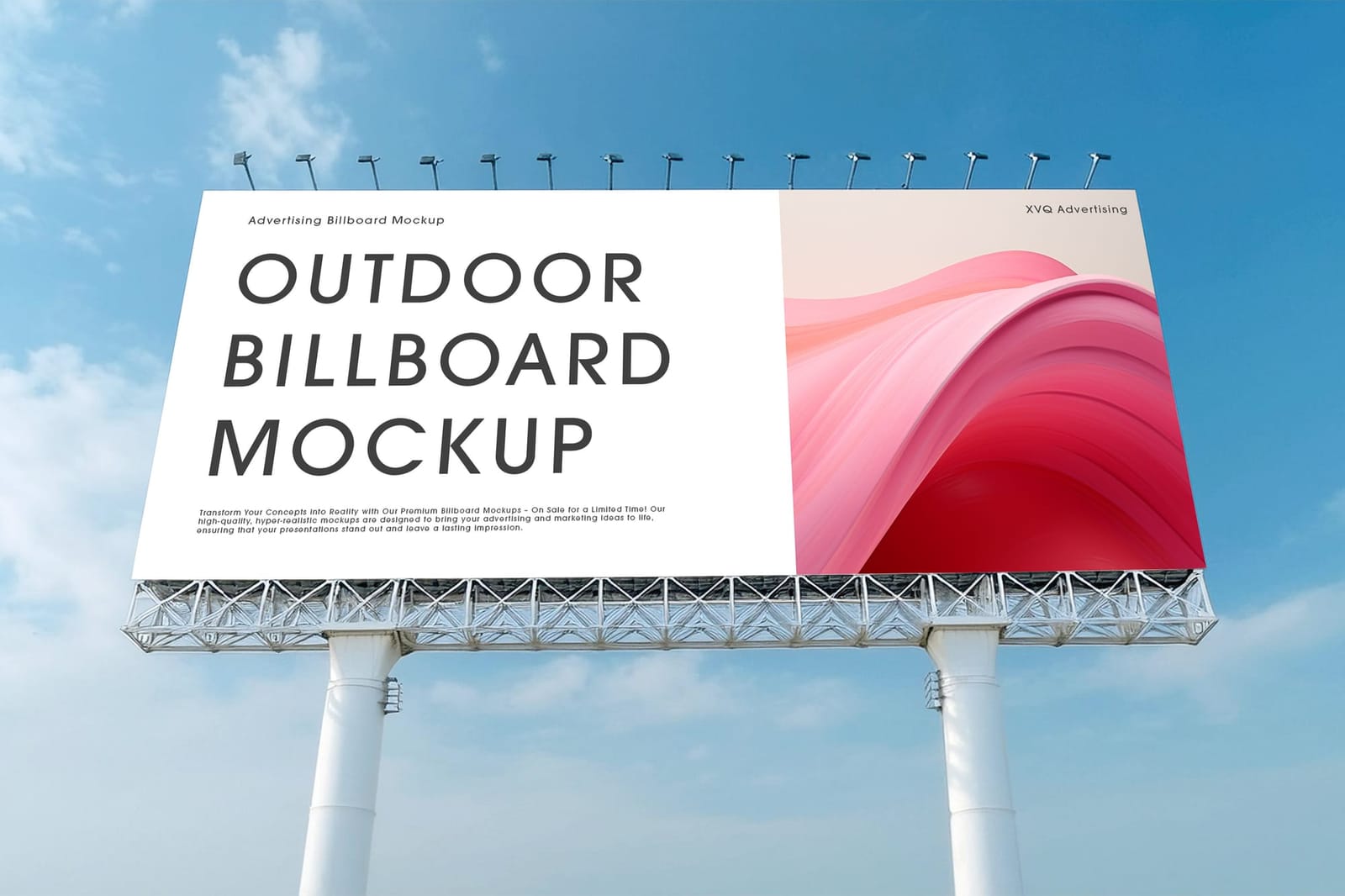 Huge Outdoor Rectangle Billboard Sign Mockup with Sky View Background
