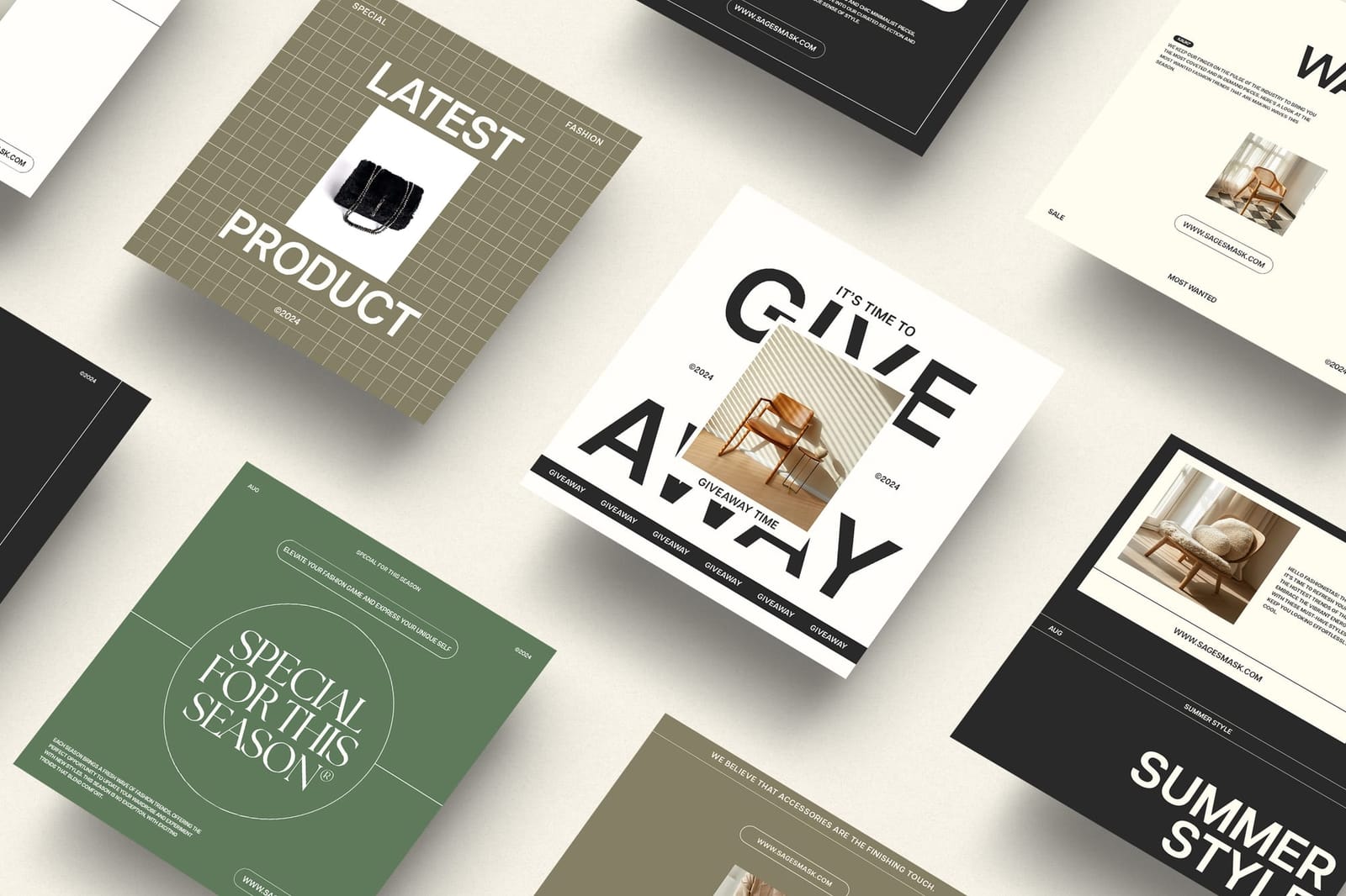 Isometric Instagram Post Grid UI Mockup