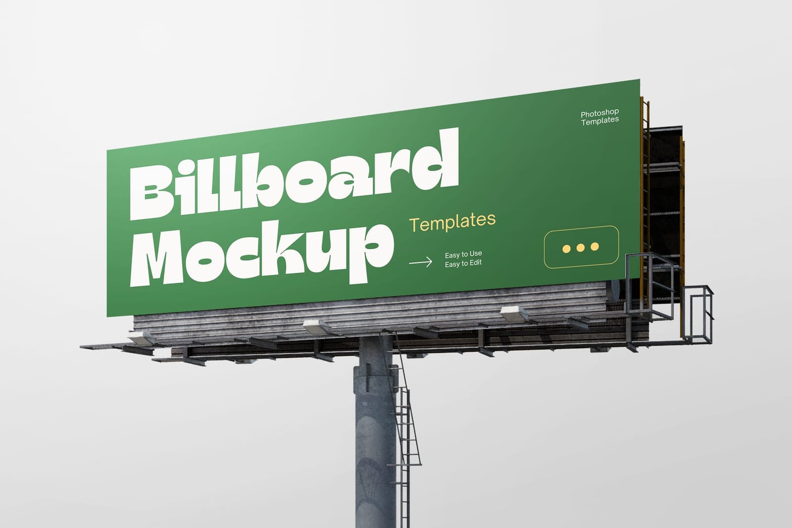 Left Perspective Rectangle Green Billboard Mockup
