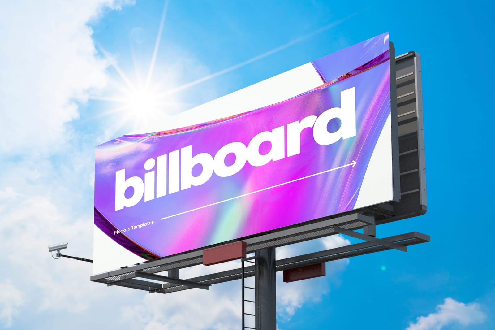 Left View Rectangle Billboard Mockup with Sky View