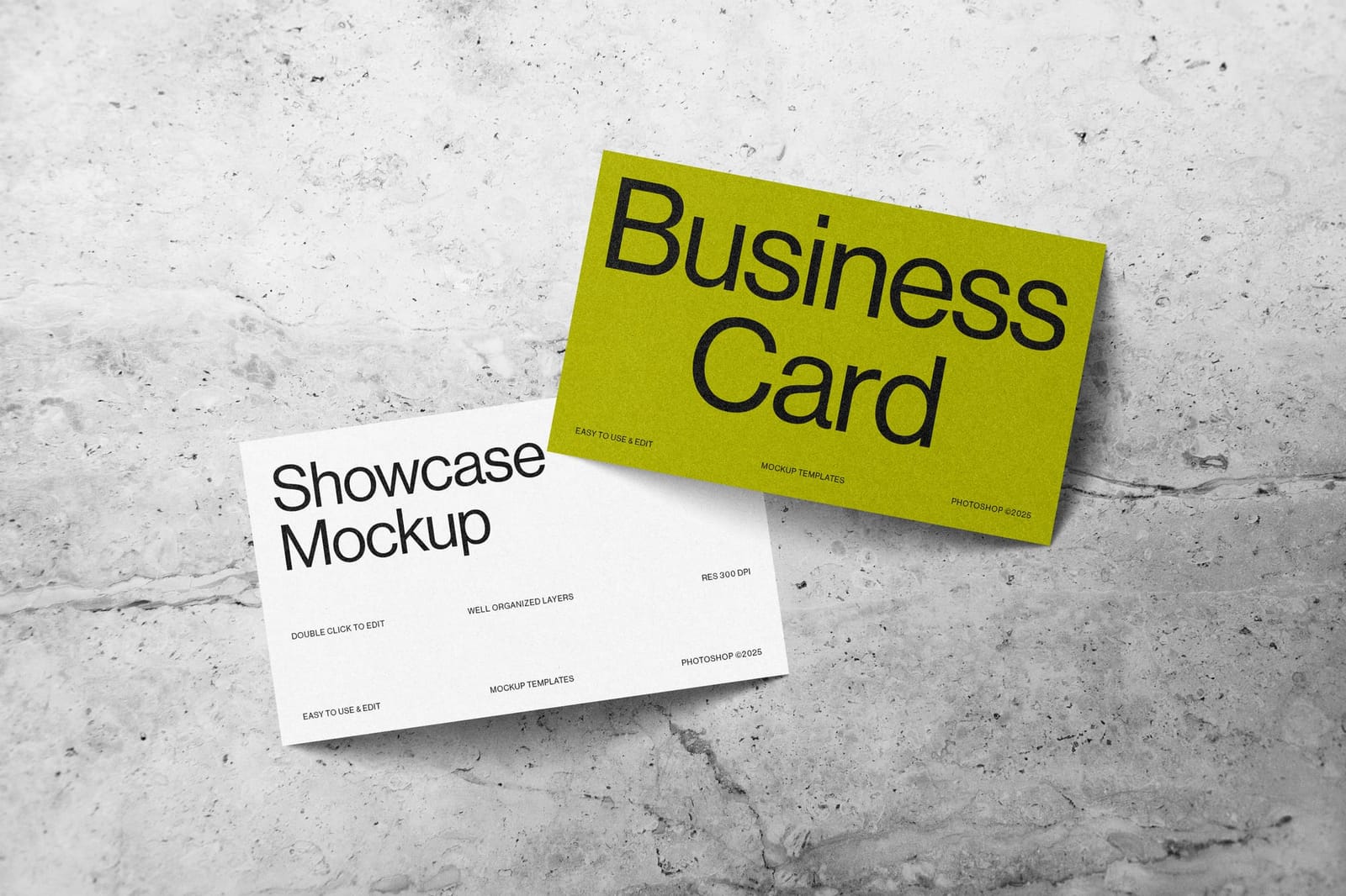 Minimal Business Card Mockup on Marble Texture Surface