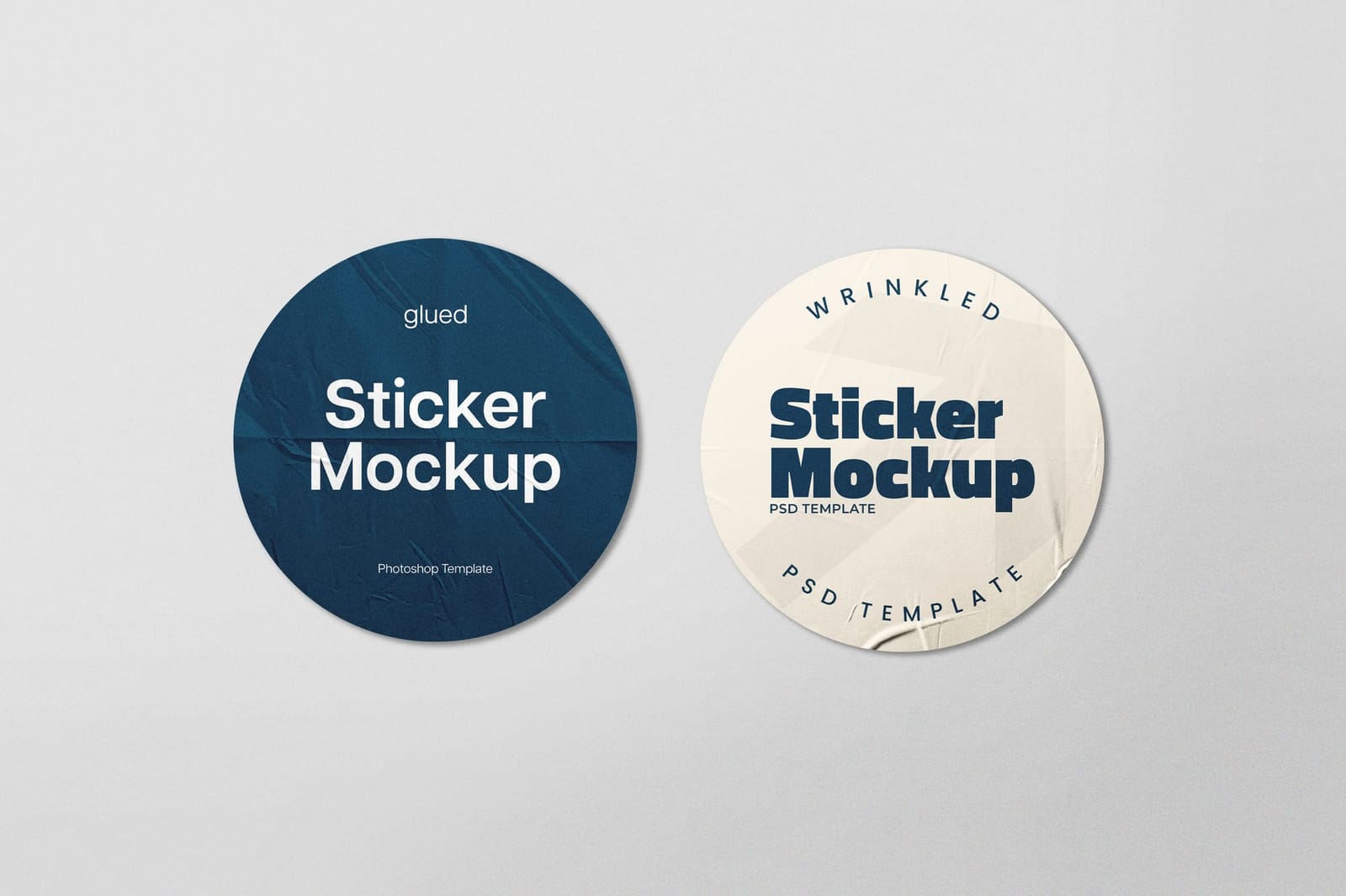 Minimal Duo Round Wrinkled Sticker Mockup