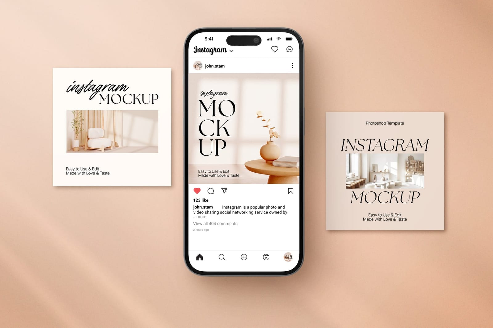 Minimal Warm and Aesthetic Flatlay Instagram Post UI Mockup