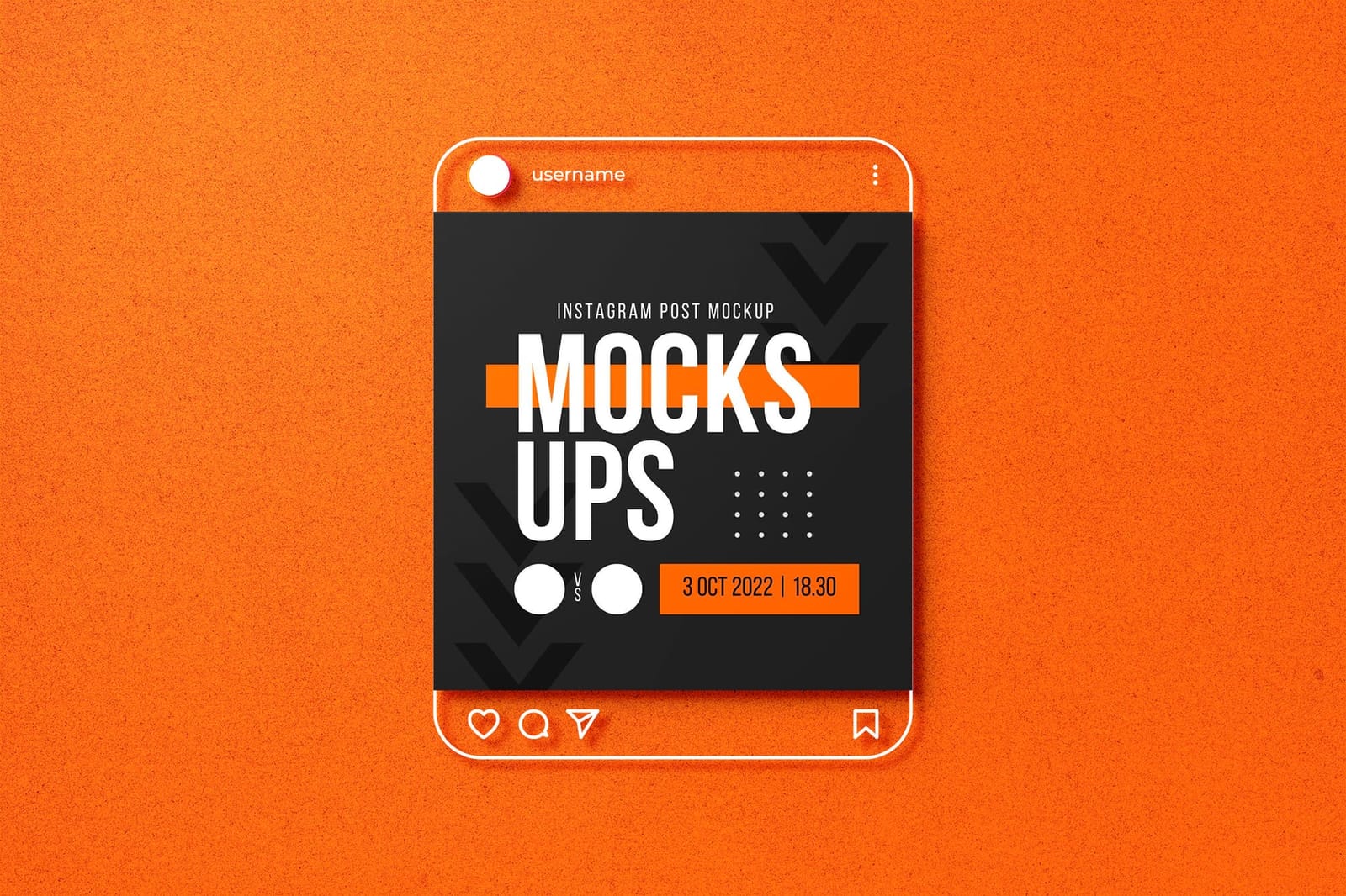 Minimalist Black Orange Isolated Glass Instagram Post UI Mockup