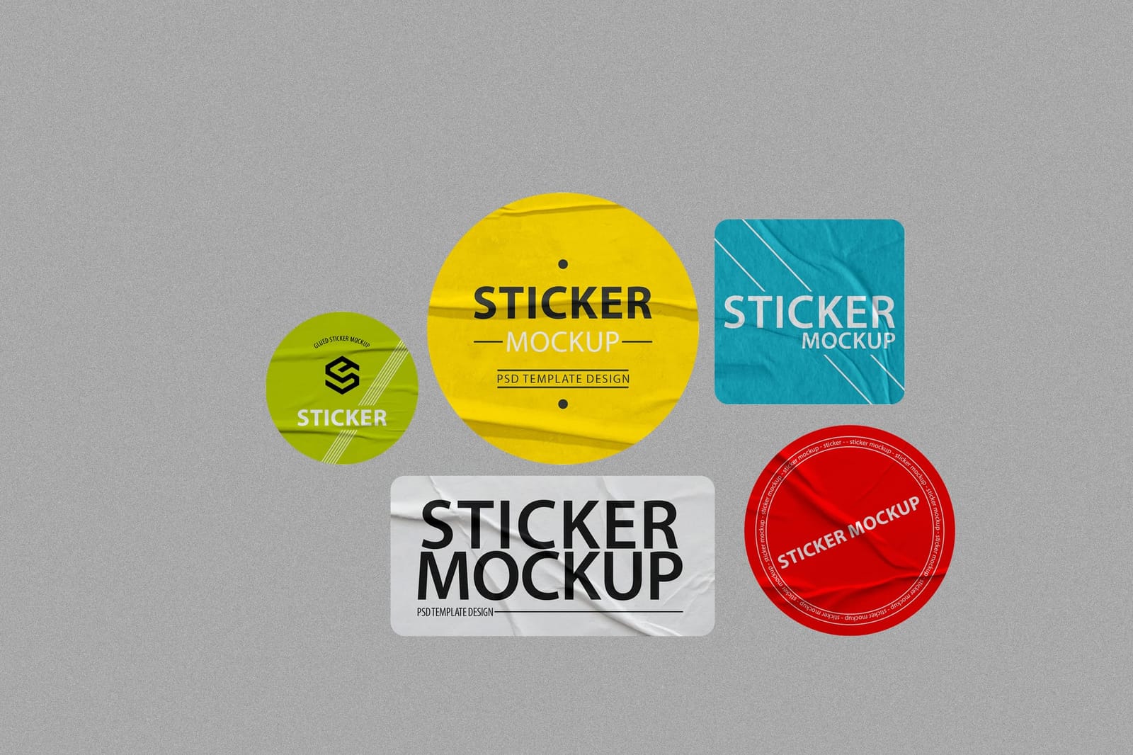 Multi Color Mockup Grid Sticker Mockup