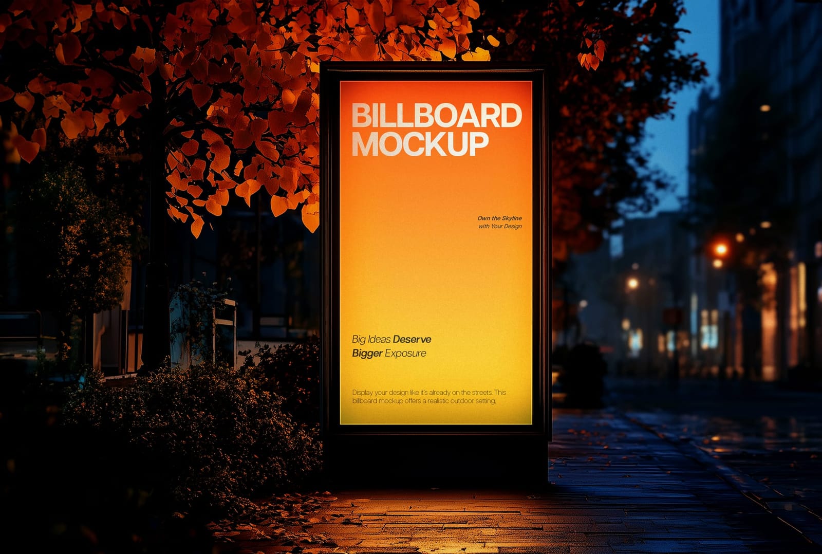 Night Glow Vertical Billboard Mockup