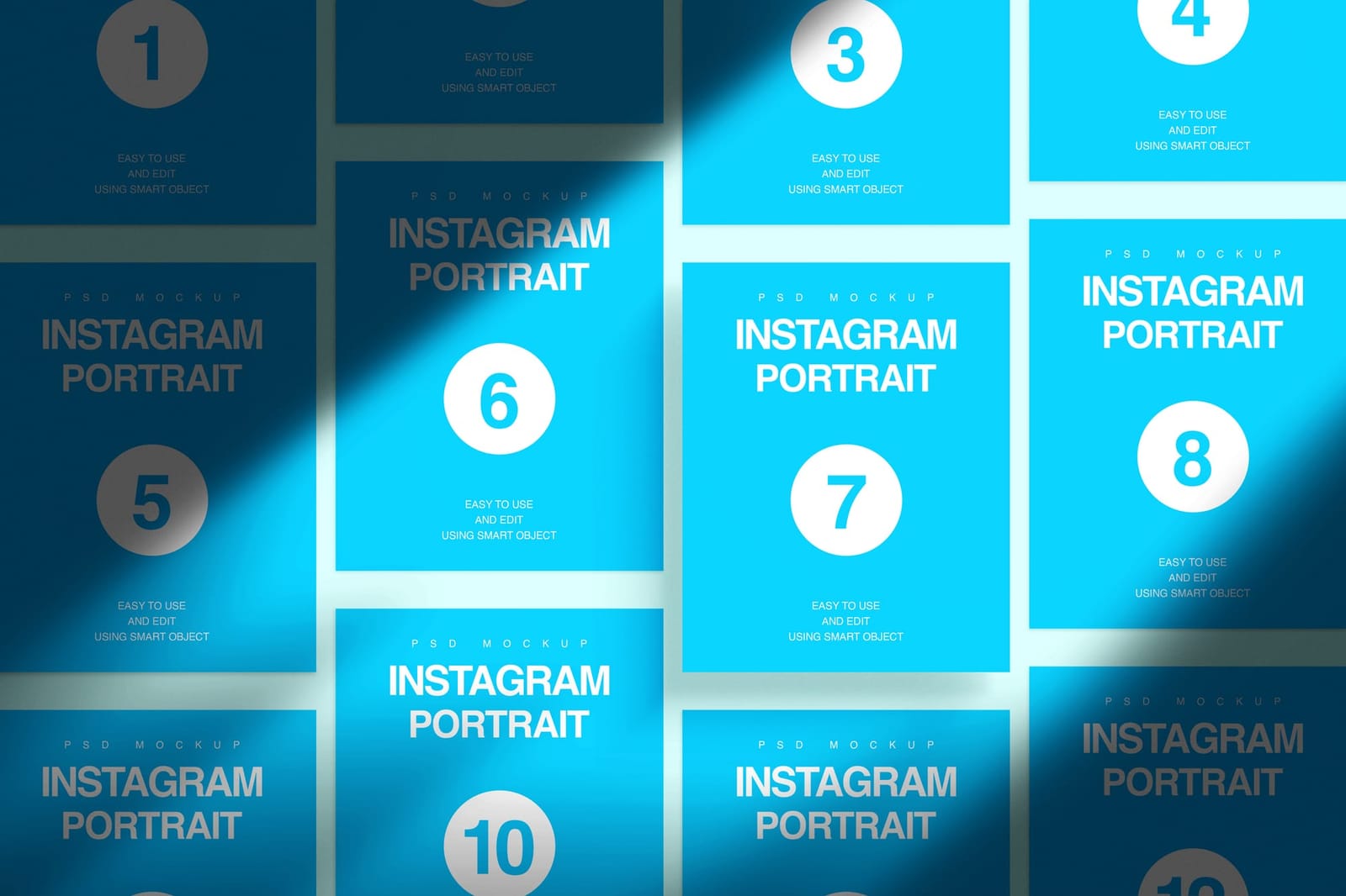 Numbered Blue Post Tile Instagram Portrait Mockup