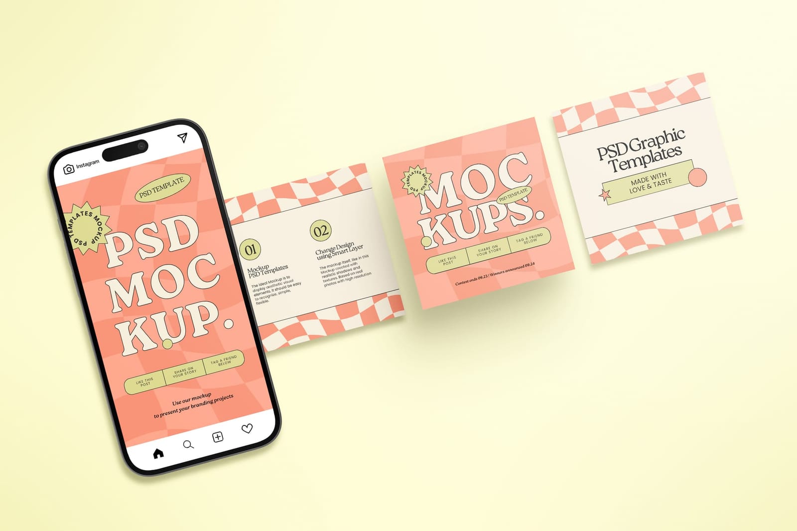 Orange Carousel Instagram Post with an iPhone Mockup