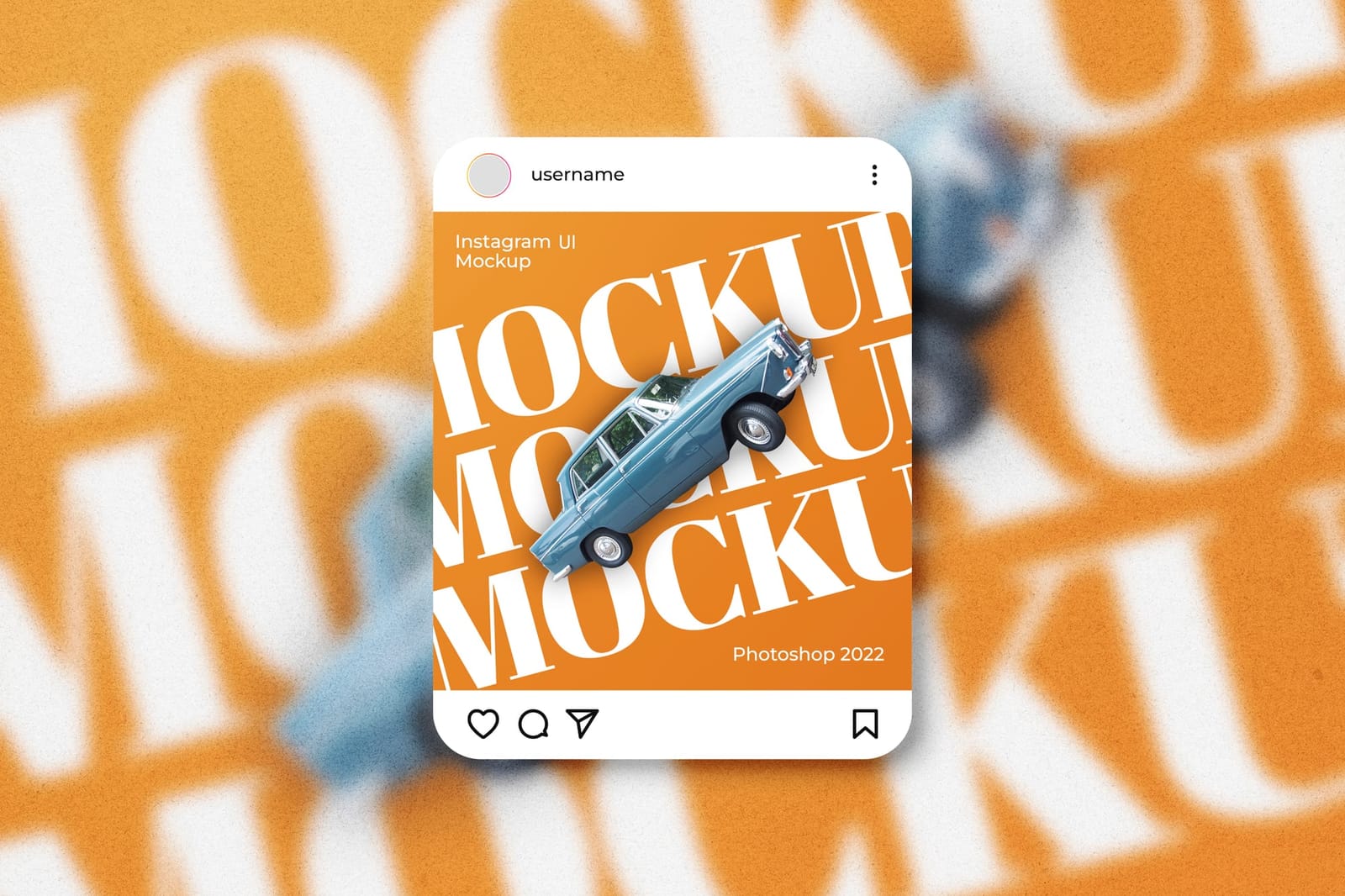 Orange White Slant Set of Instagram Post UI Glass Mockup