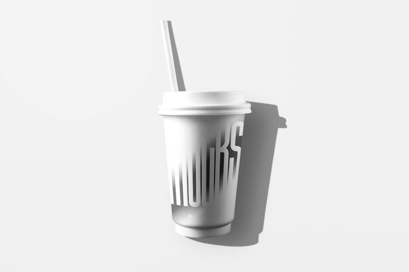Paper Coffee Cup Mockup with Side Straw with Shadow