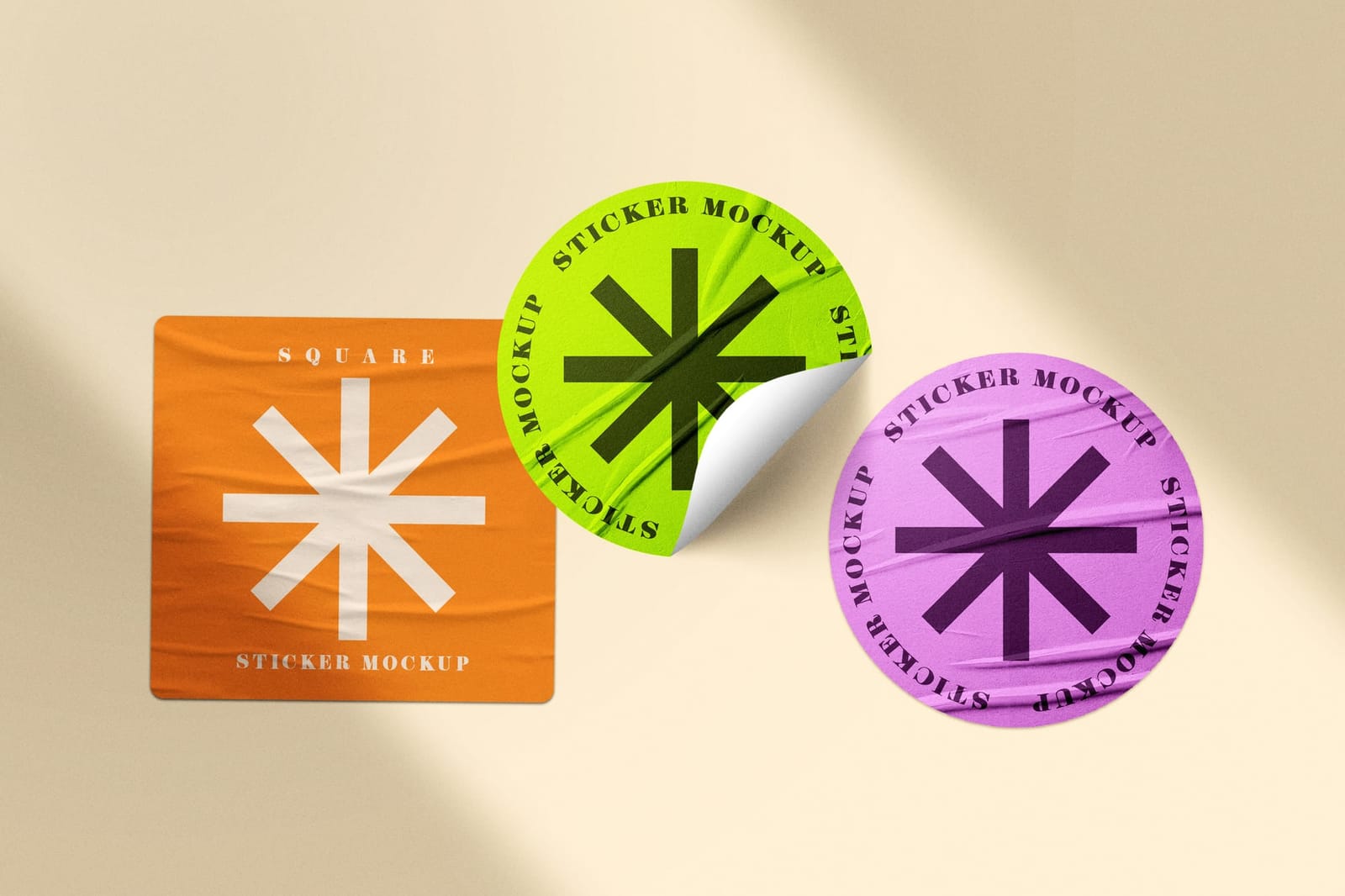 Peeling Lime Purple Duo Asterisk Sticker Mockup