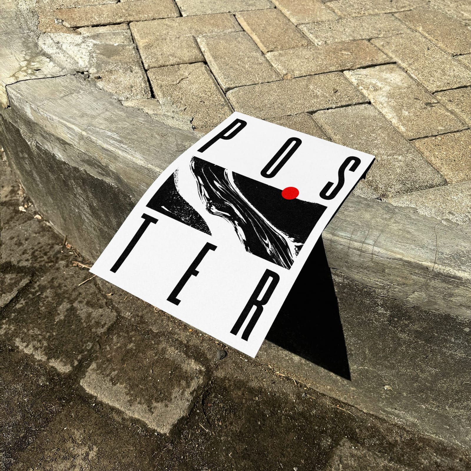 Poster Mockup on Grey Pavers