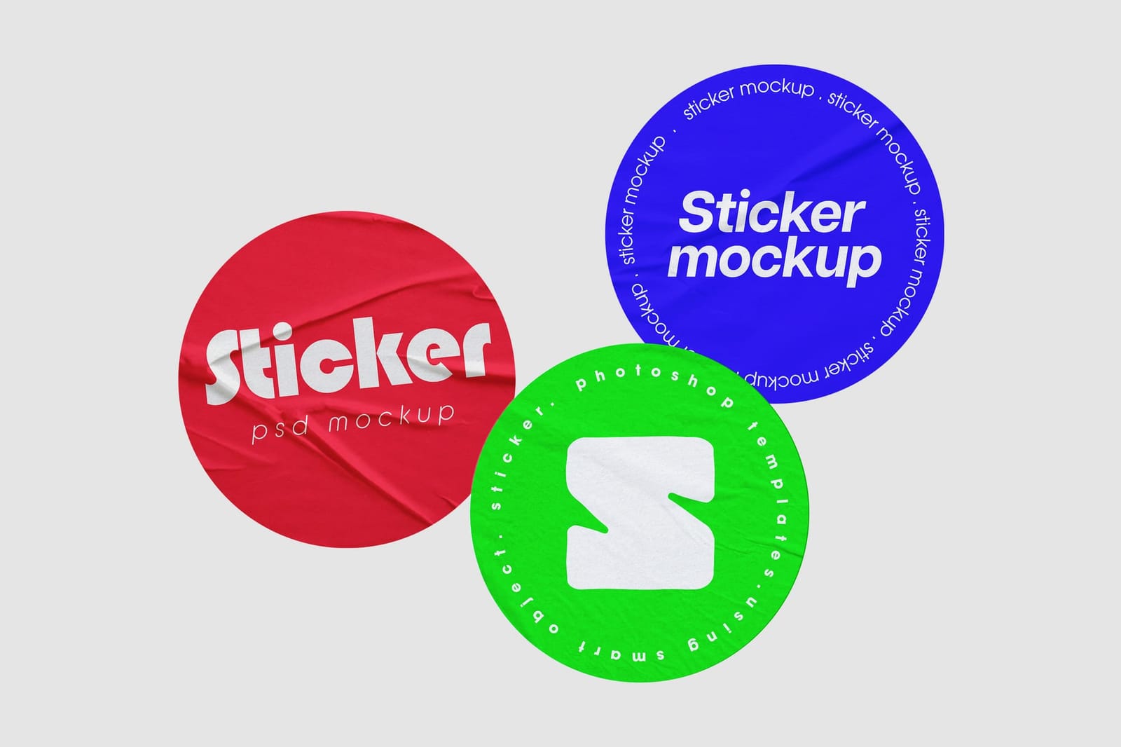 RGB Triad Glued Circles Sticker Mockup