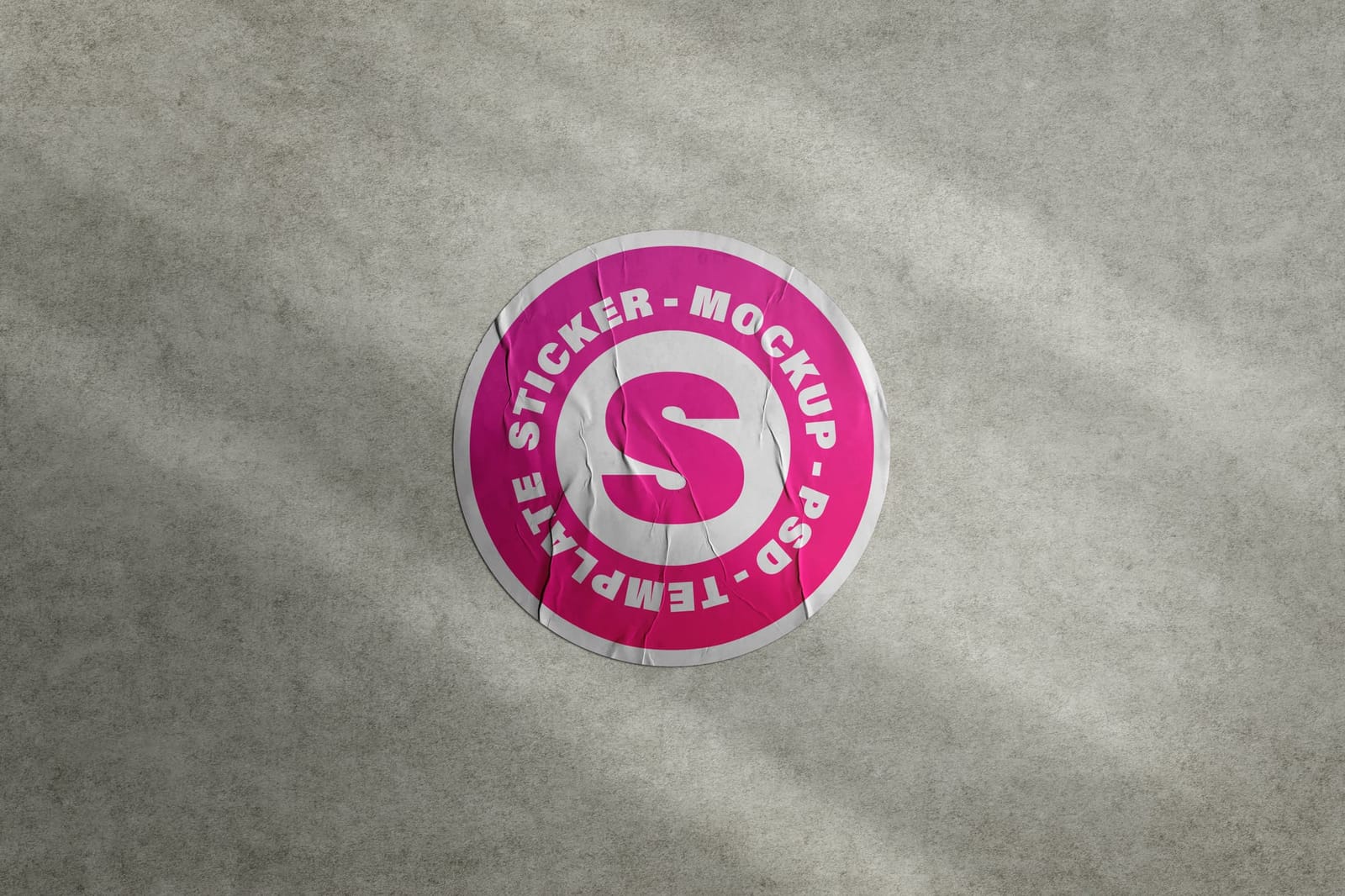 Realistic Fuchsia Letter Sticker Mockup