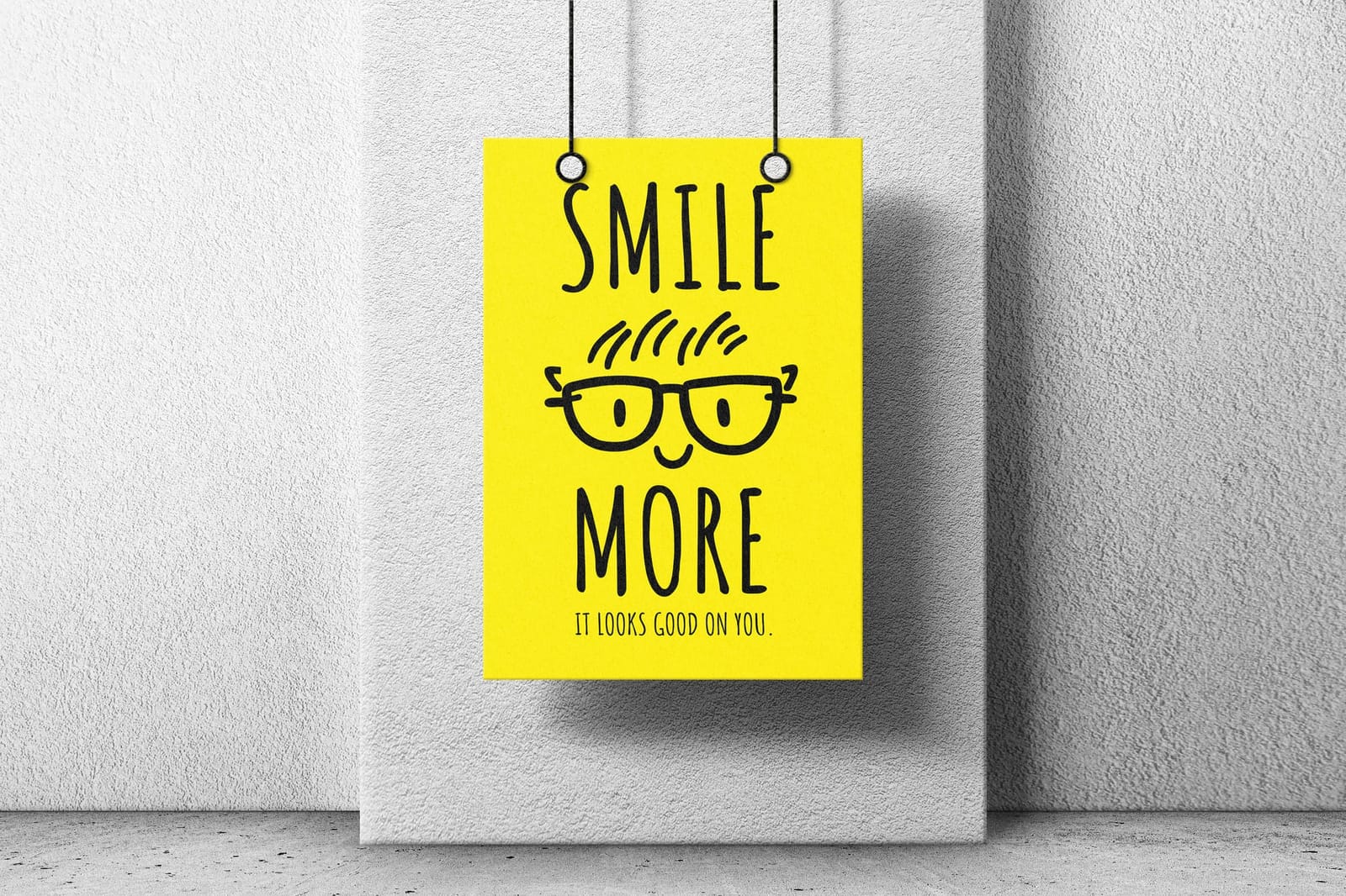 Realistic Hanging Poster Mockup on Wall