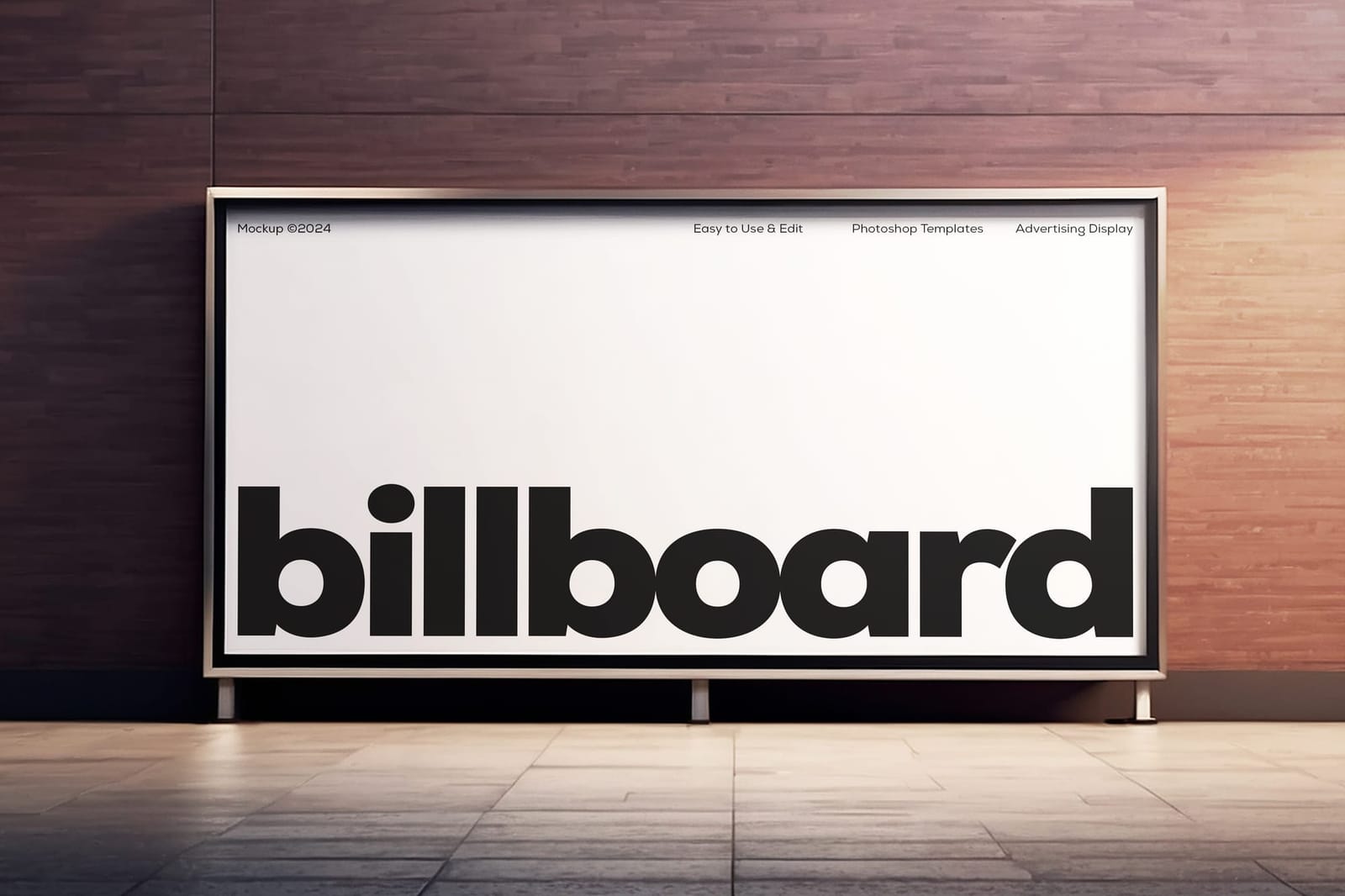 Rectangle Advertising Stand Billboard Mockup on Wall Brick Background
