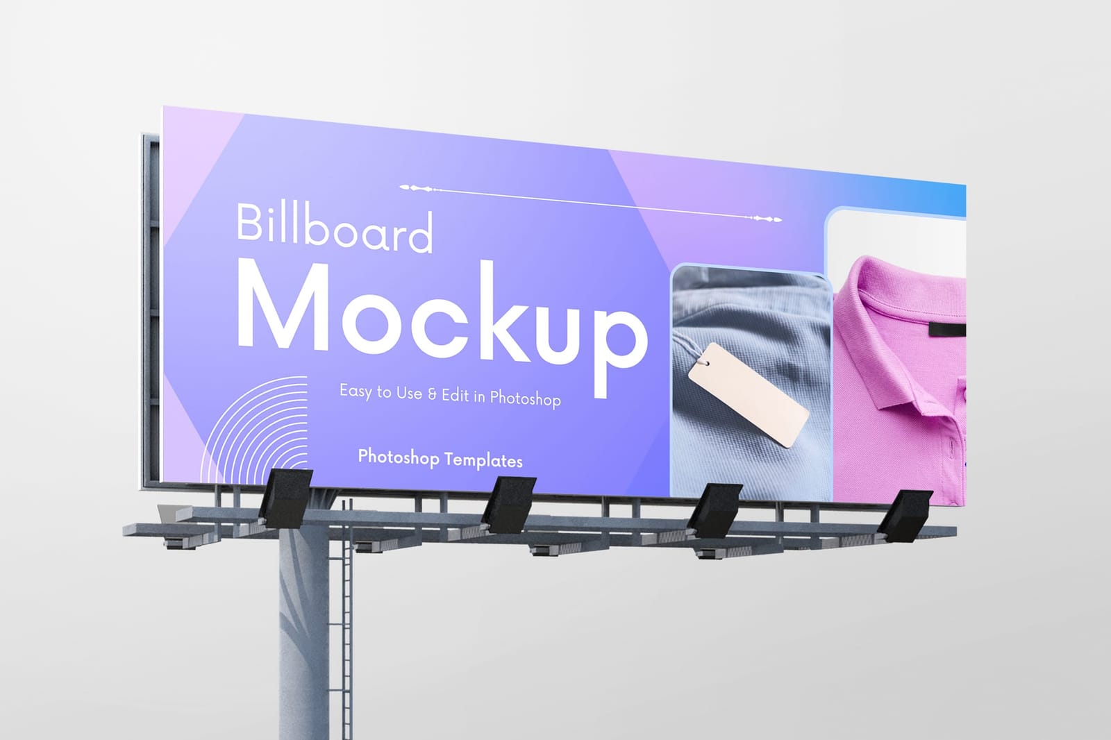 Right View Purple  Billboard Sign Mockup