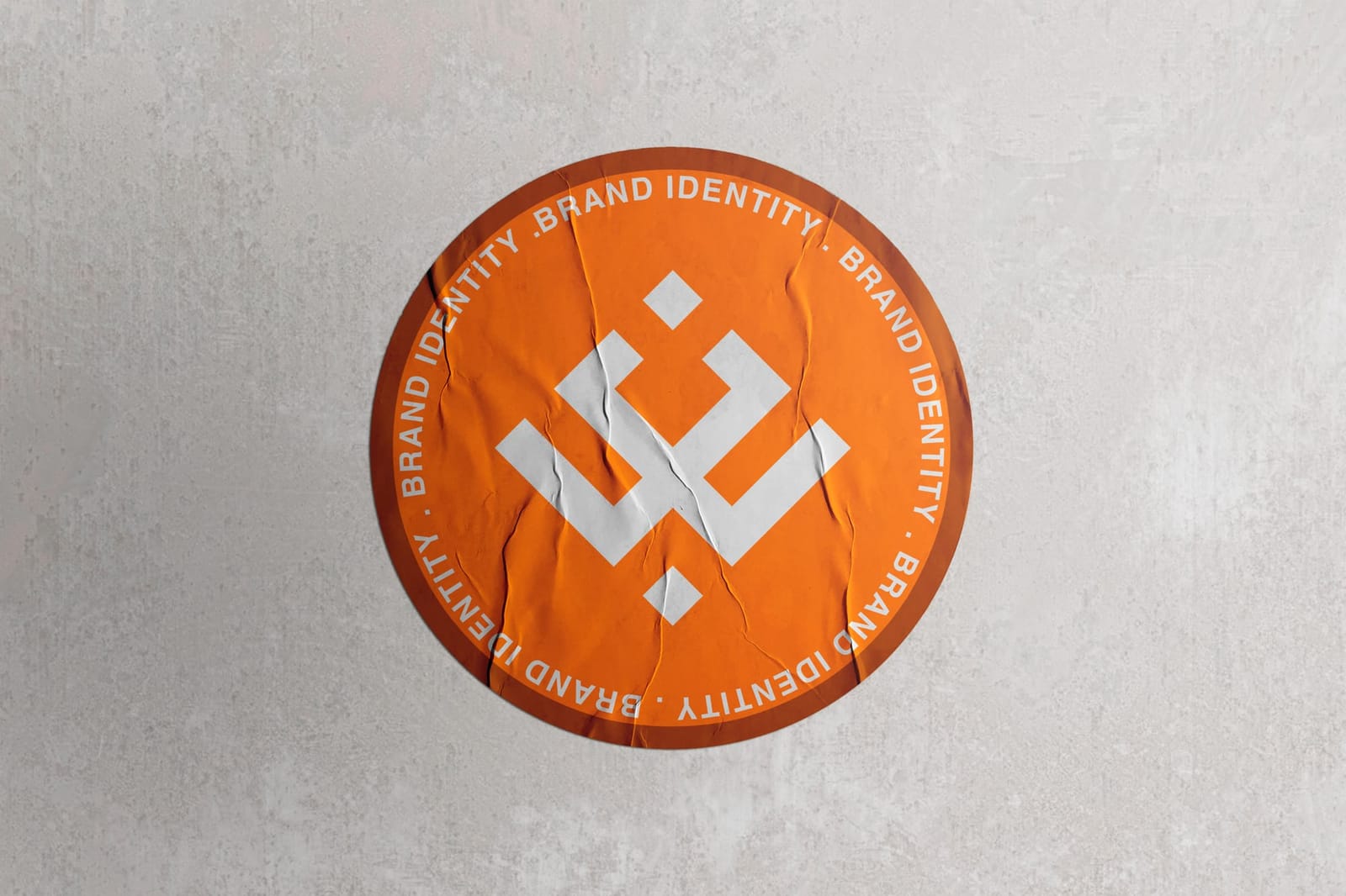 Rounded Orange Stamp Concrete Sticker Mockup