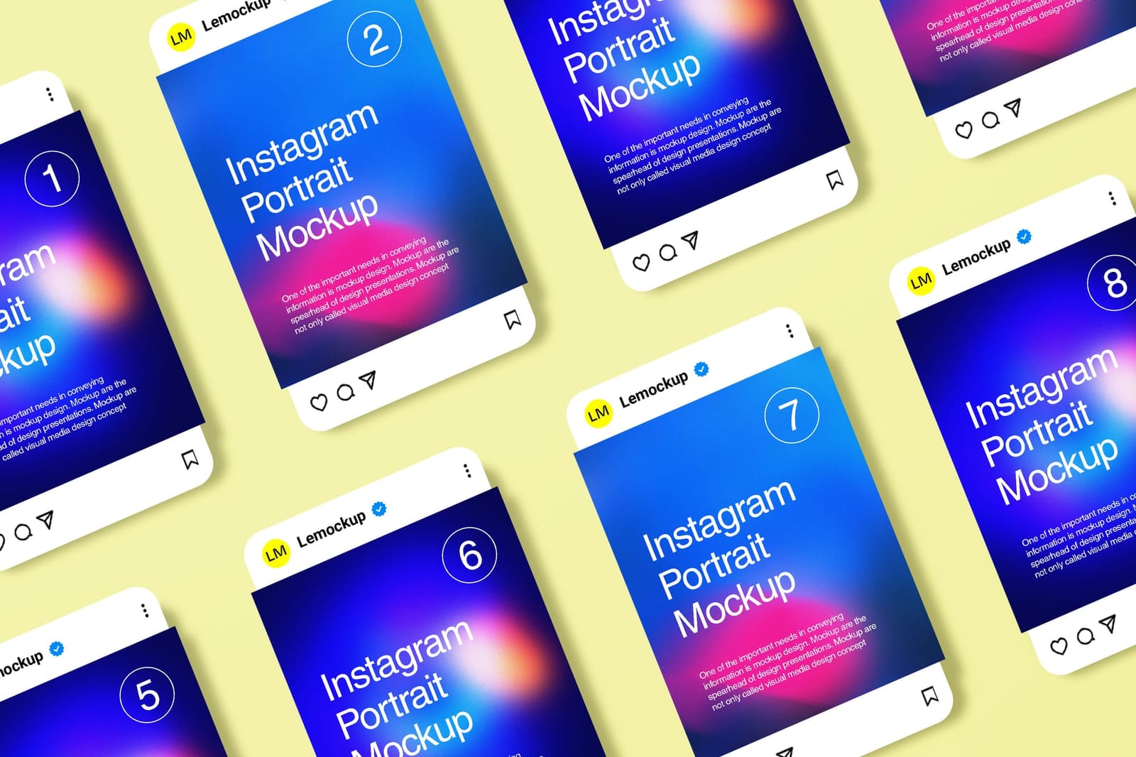 Scattered Instagram Portrait Grid Post Mockup