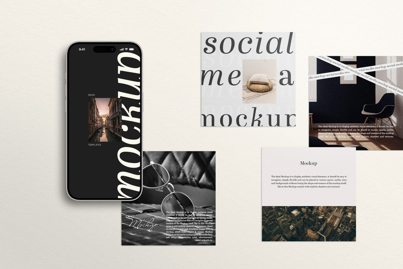 Showcase Minimalist Monokrom Instagram Post Mockup