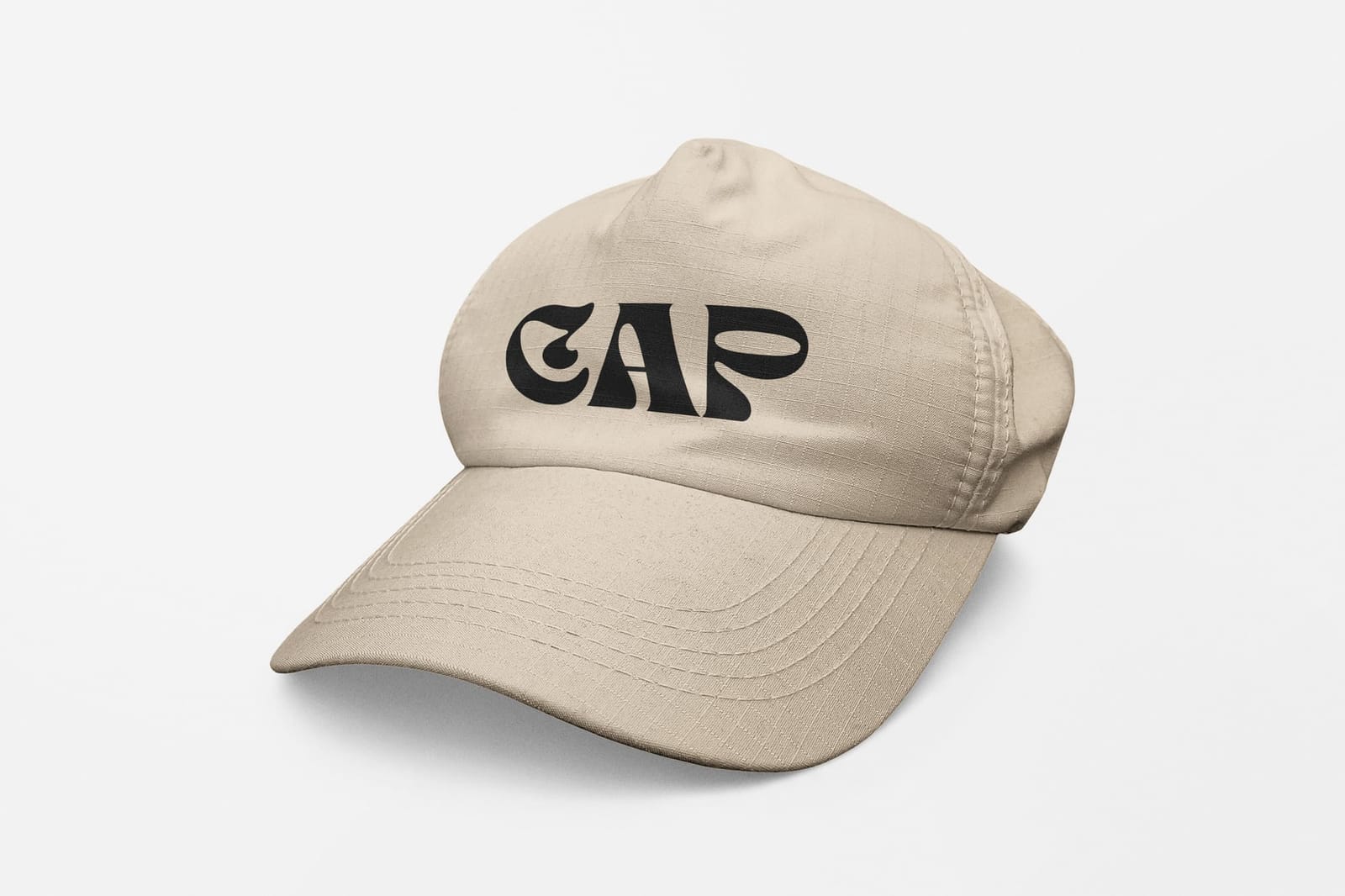 Side Angle Cream Realistic Cap Mockup Set
