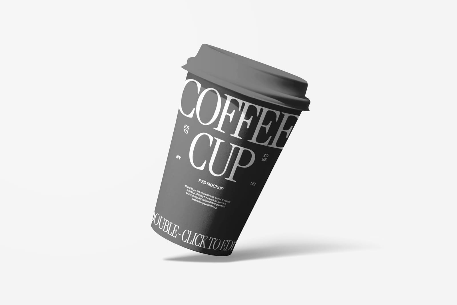 Side View Monochrome Paper Cup Coffee Mockup