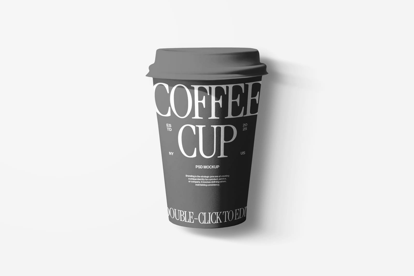 Single Monochrome Paper Cup of Coffee Mockup