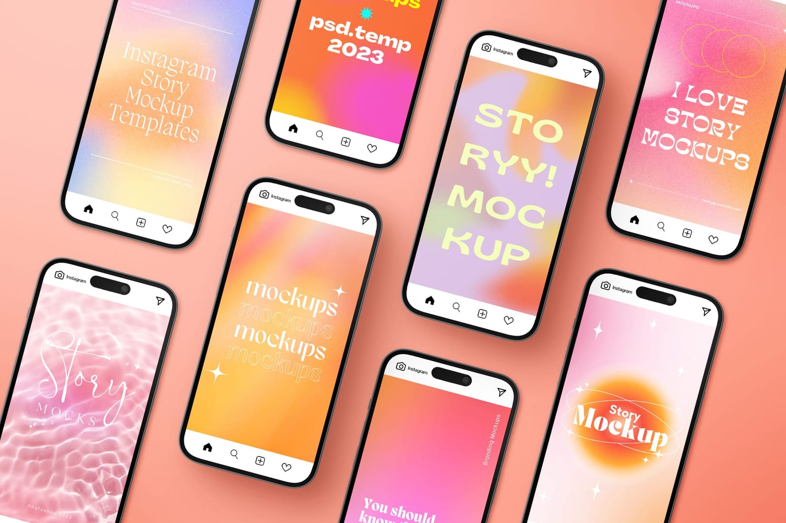 Slanted Gradient Grainy Instagram Story UI Grid Mockup