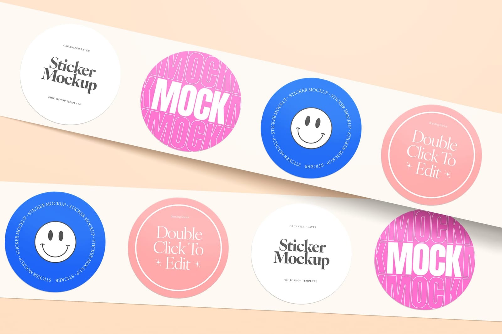 Softly Tone Horizontal Tape Sticker UI Mockup
