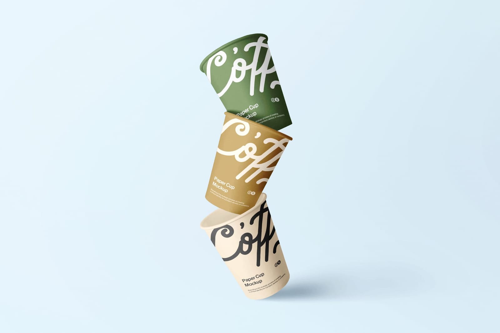 Stacked Standing Branding Paper Cup Coffee Mockup