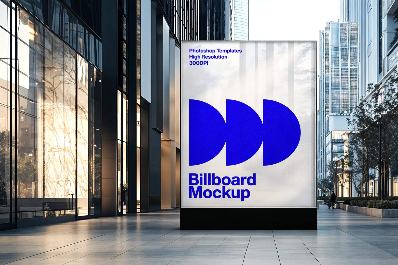 Stand Billboard Mockup on the Office Building View Background
