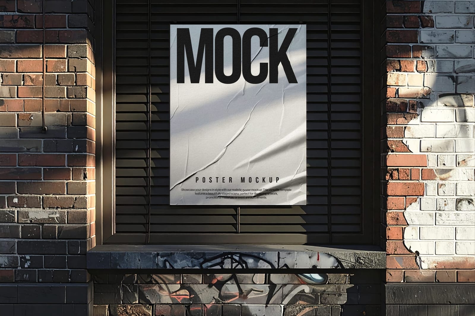 Street Poster Mockup with Shadow Blank