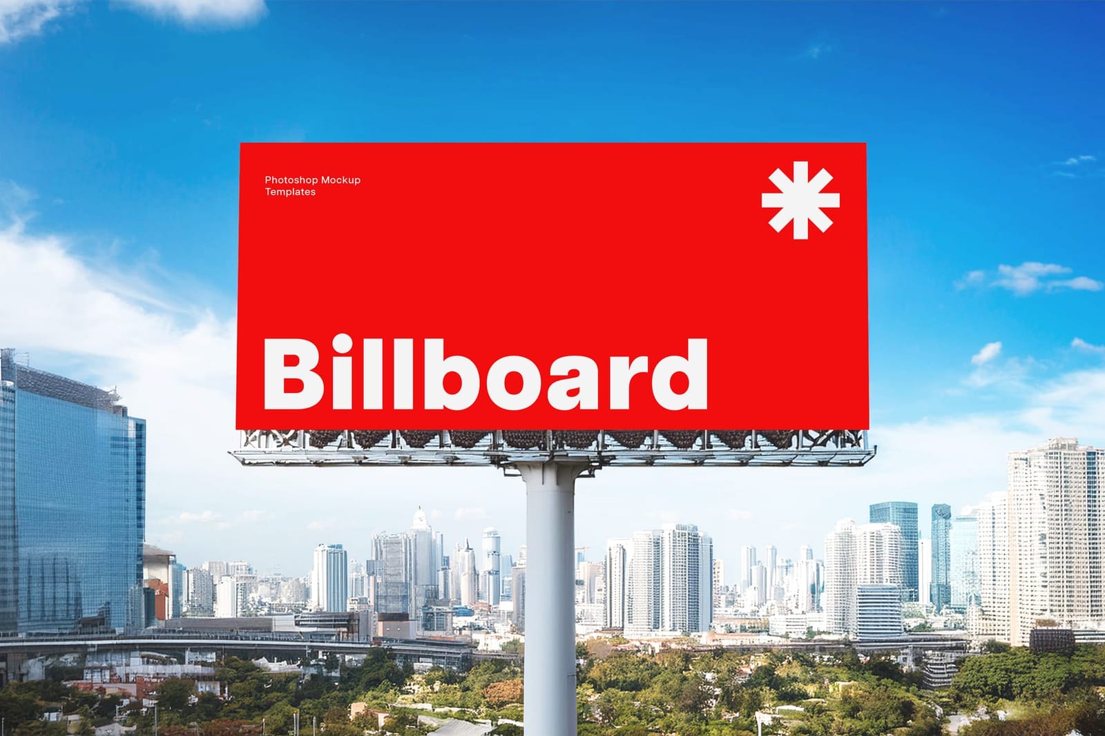 Sunny Blue Sky Billboard Sign Mockup