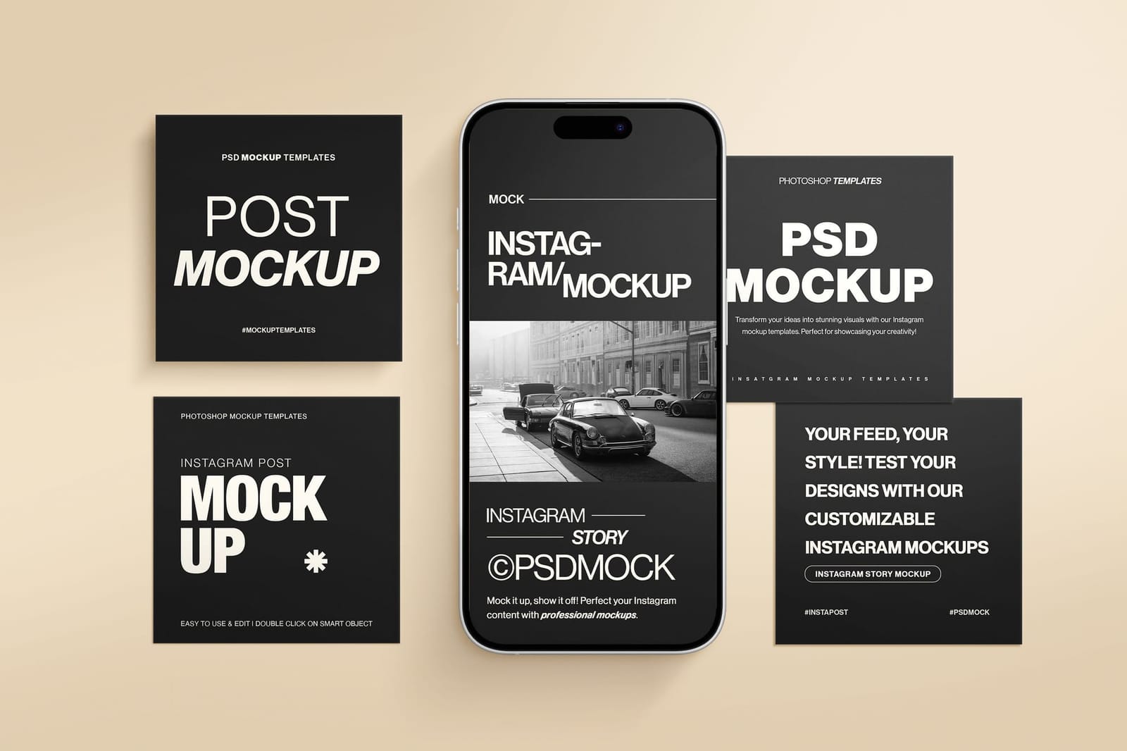 Symmetric Flanked UI Row Story and Post Mockup