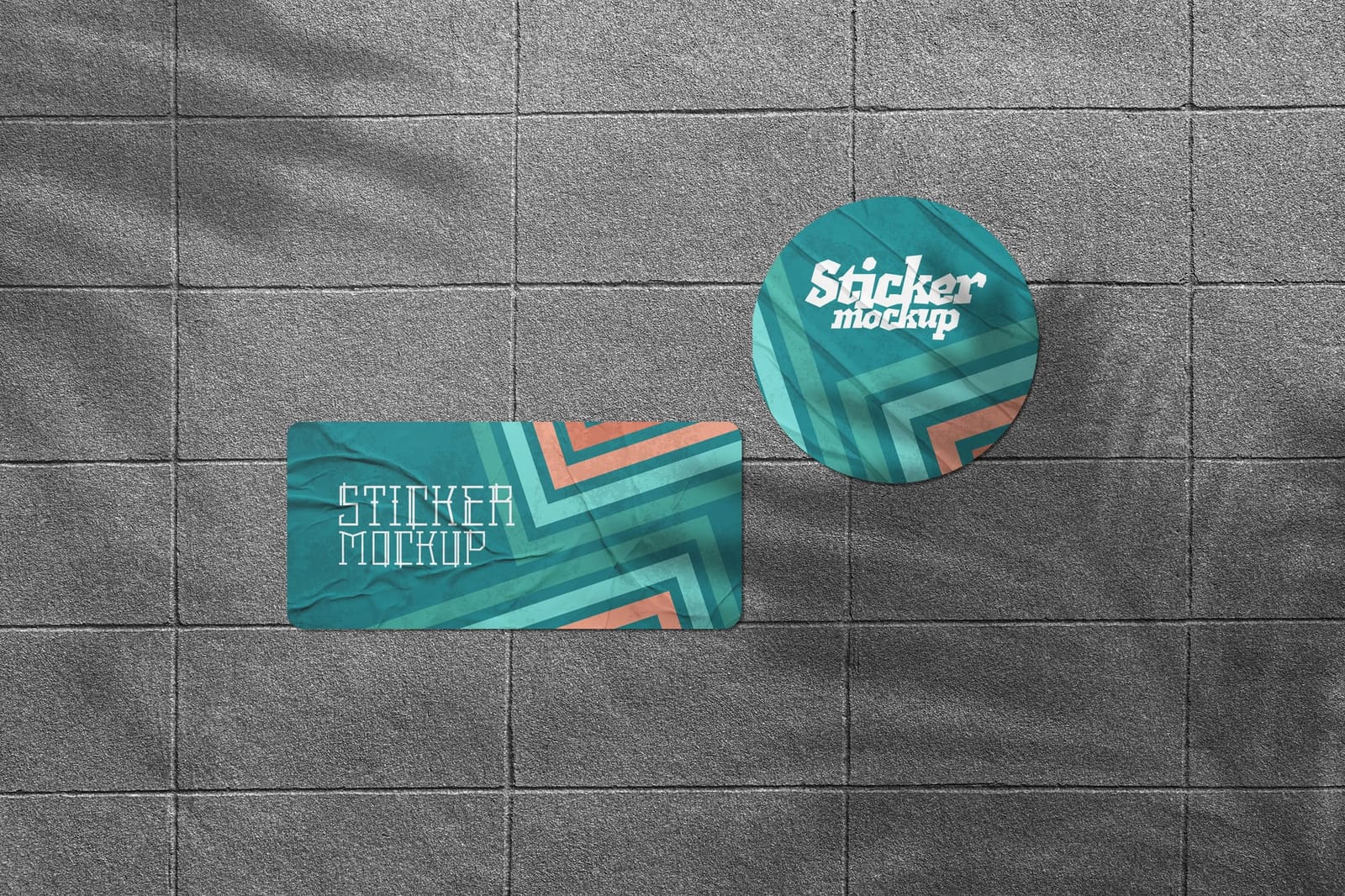 Teal Chevron Sticker Mockup with Leaf Shadow