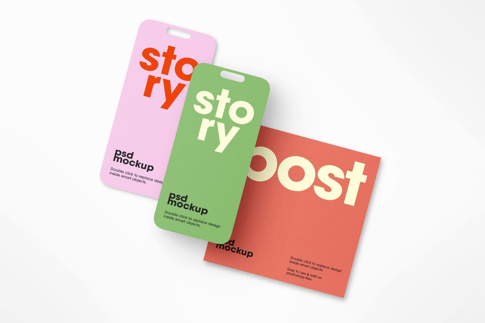 Three of Floating Instagram UI Post Story Mockup