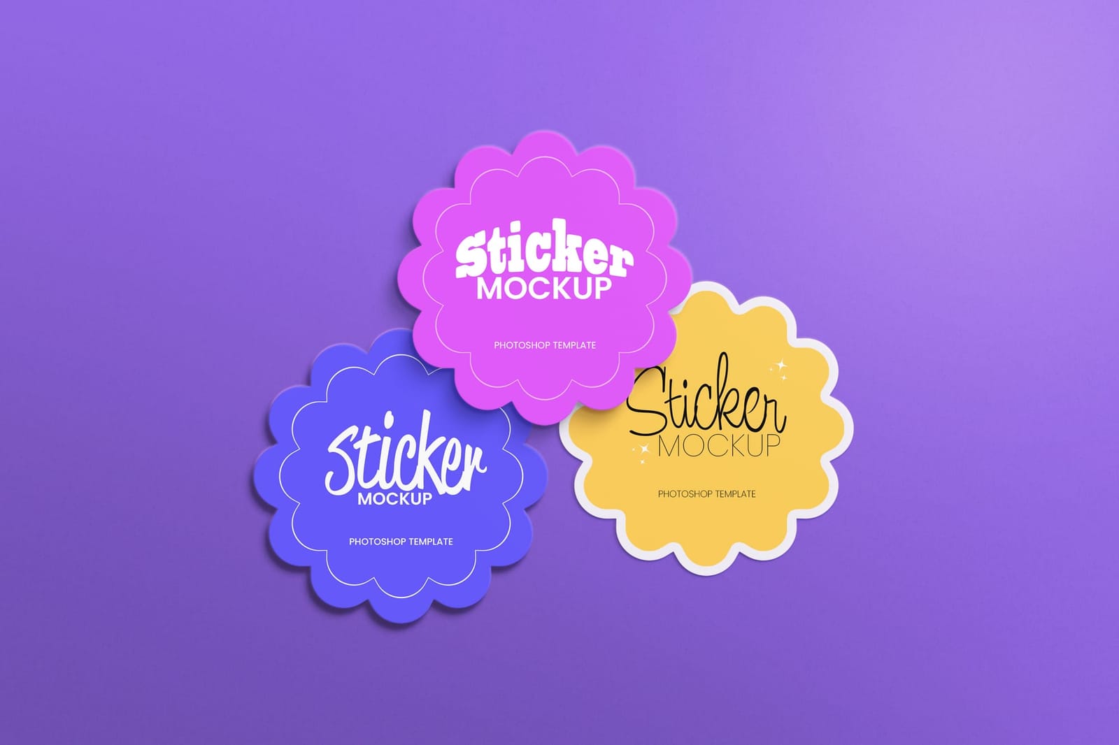 Triadic Scallop Overlay Sticker Mockup