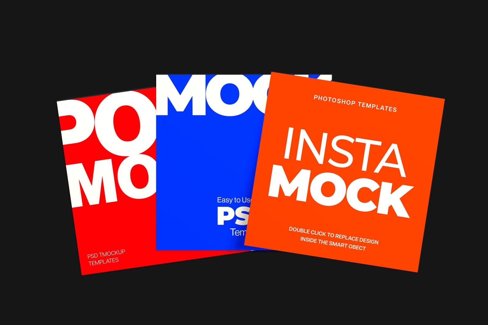 Triple Bold Fanned Instagram Post UI Mockup