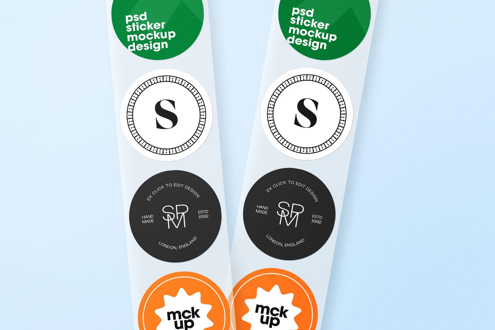 Twin Strip Circular Decal Sticker Mockup