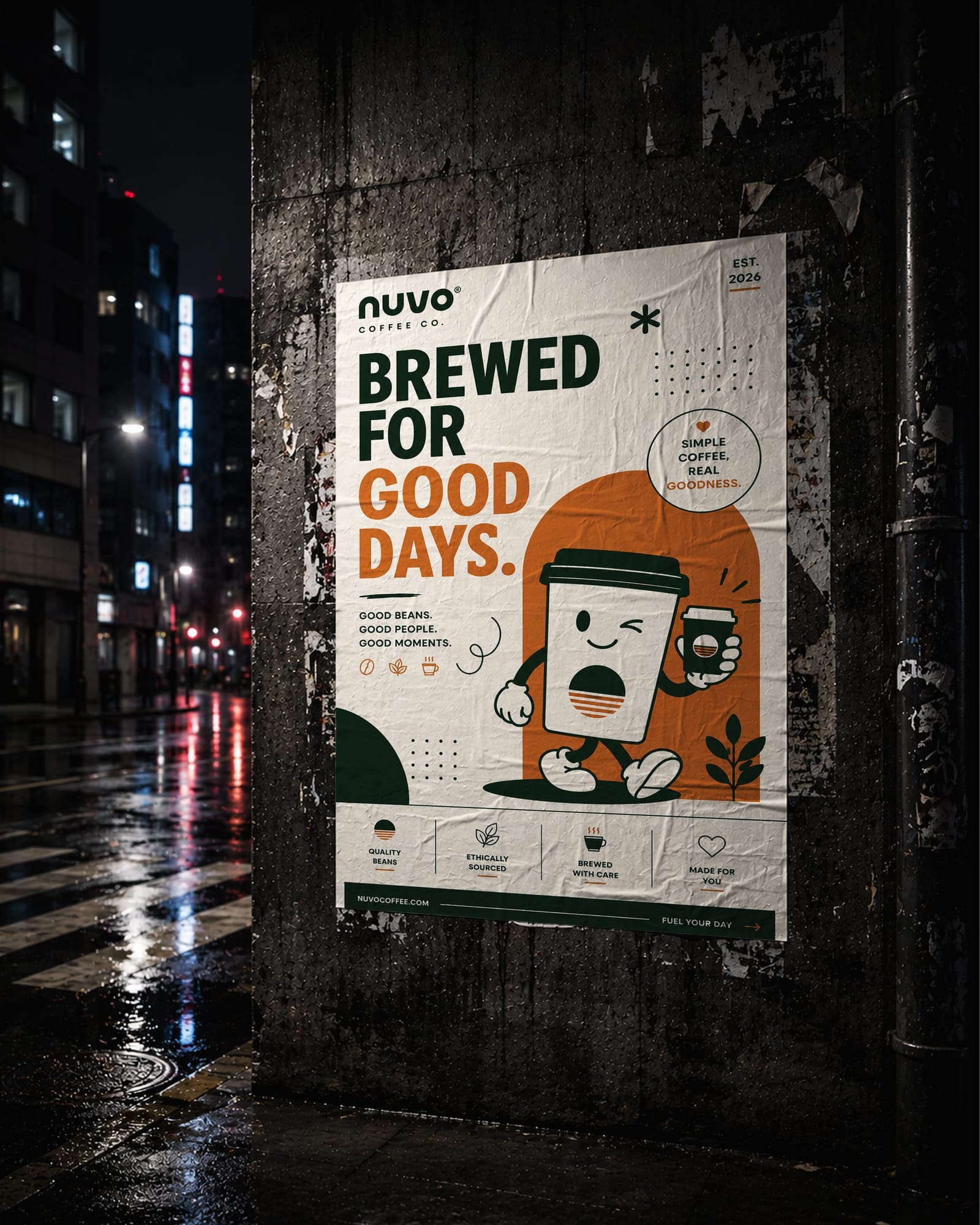 Urban Glued Wall Poster Mockup
