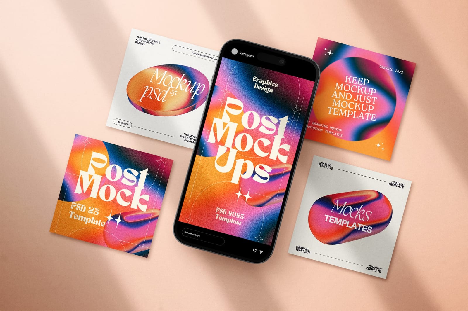Violet Vibe Alt Slanted Neon Instagram Post Mockup
