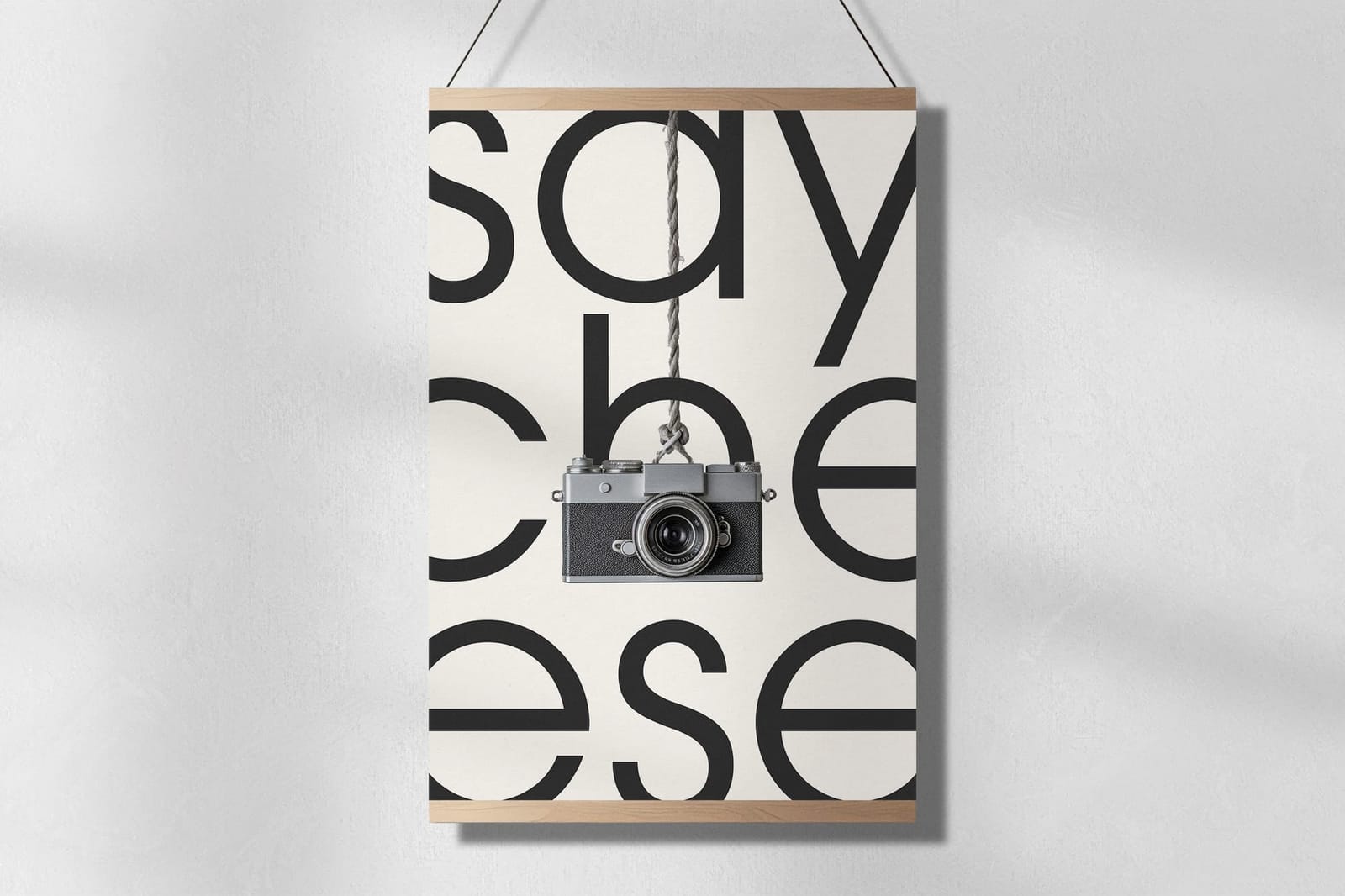 White Hanging Poster Mockup