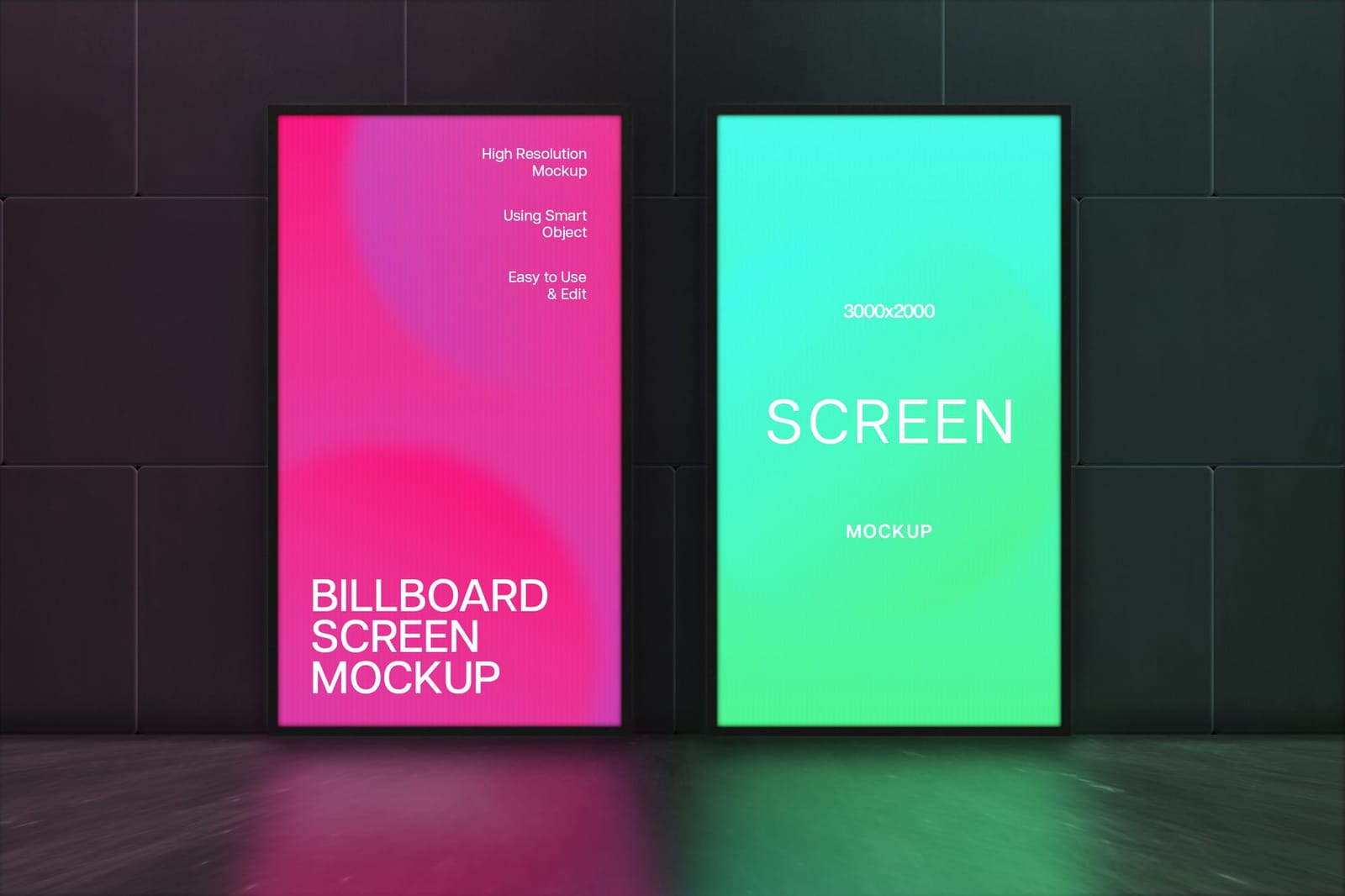 Indoor Dual Screen Vertical Billboard Sign Mockup