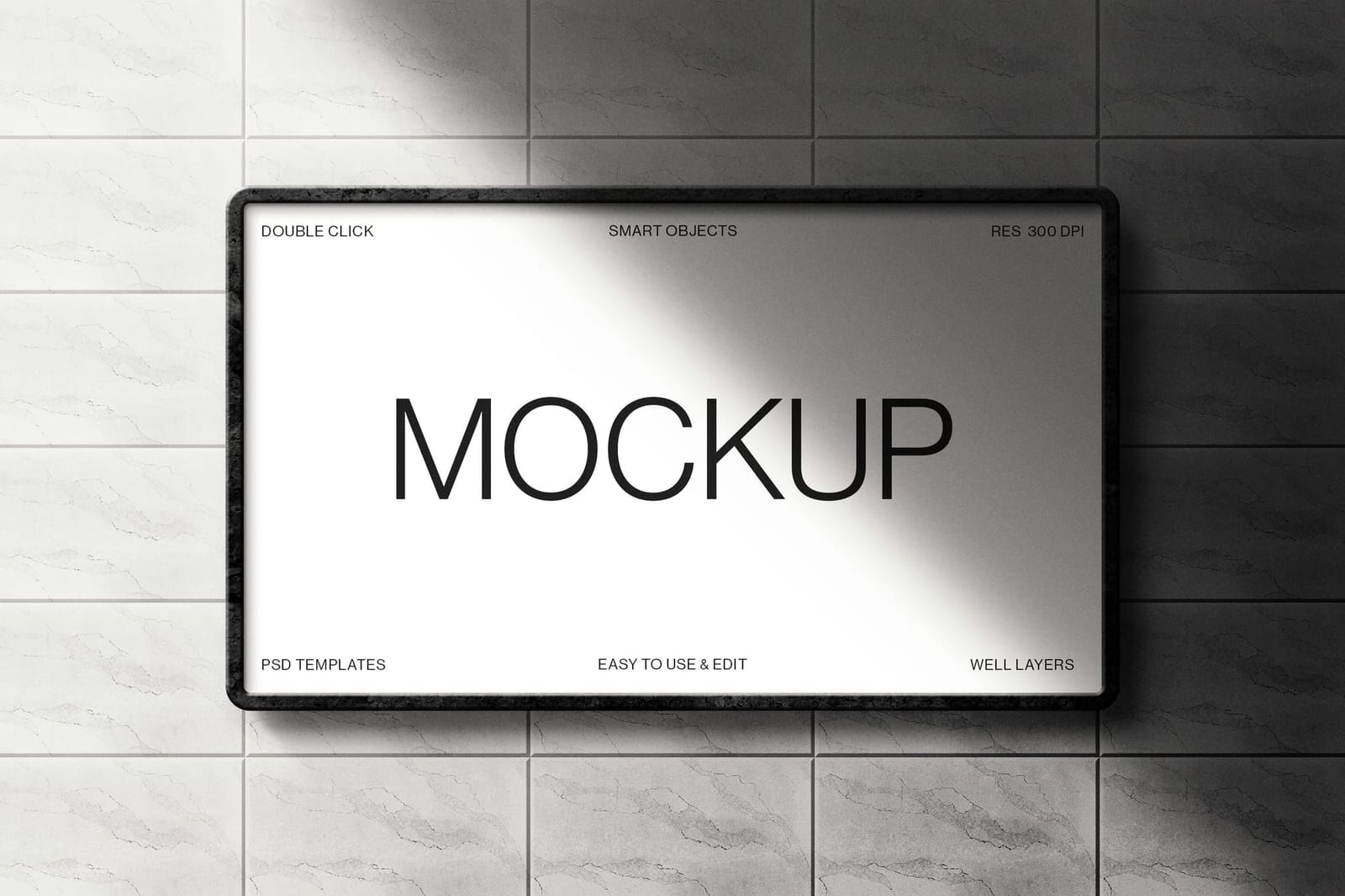 Outdoor Rectangle Billboard Sign Mockup with Shadow
