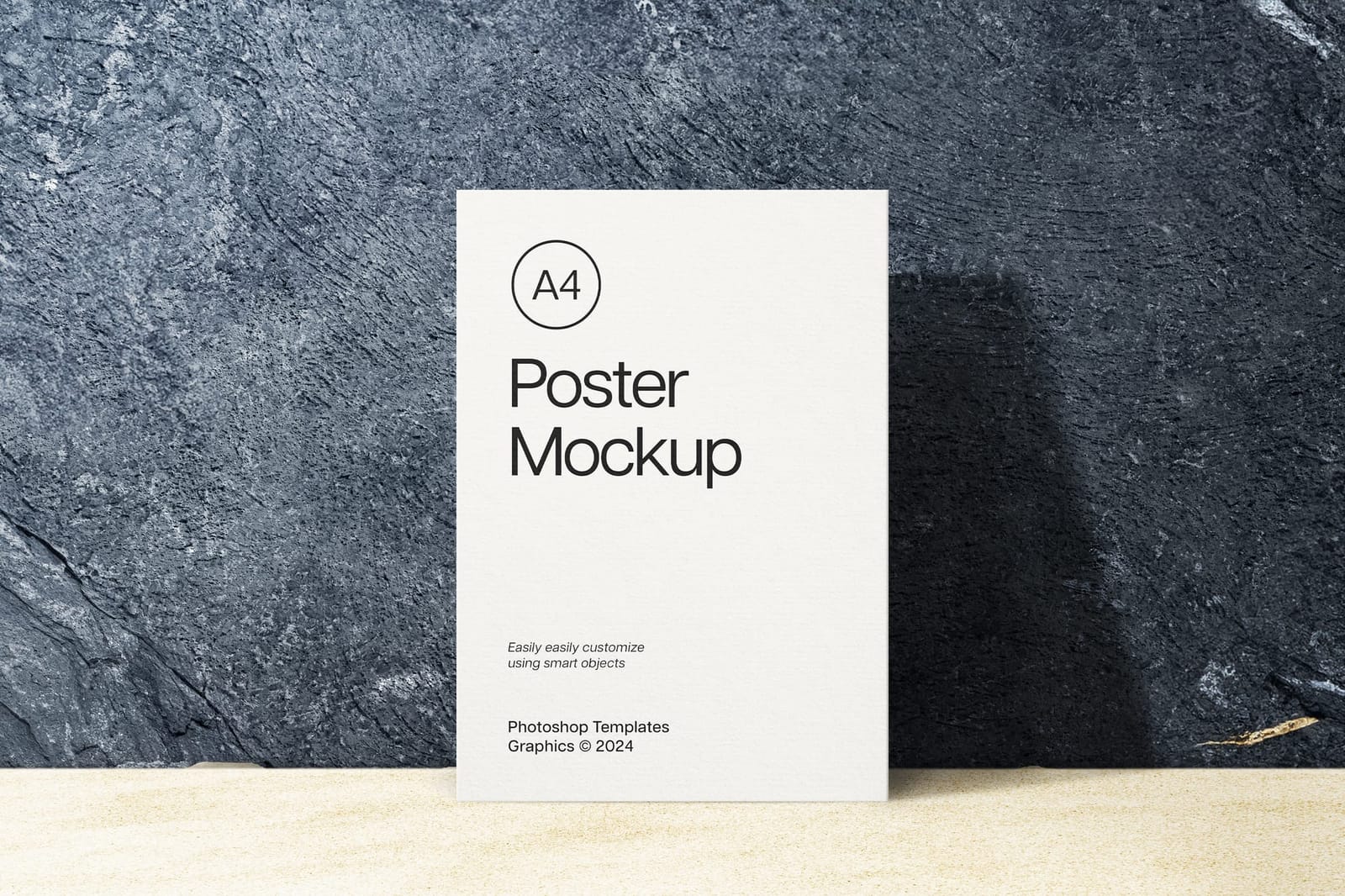 Realistic Shadow Standing A4 Poster Mockup