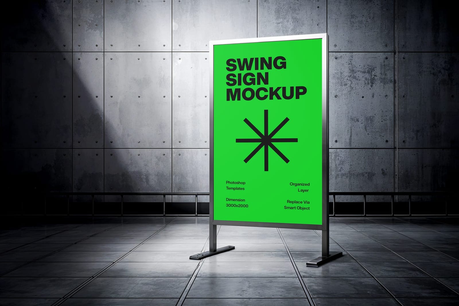 Swing Sign Vertical Billboard Mockup with Shadow