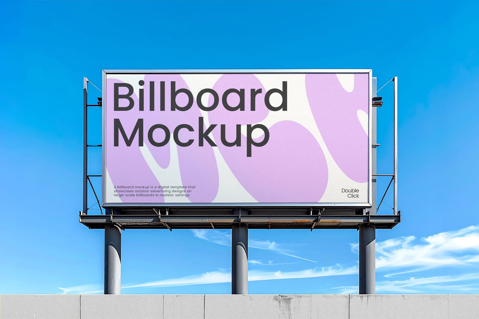 Urban Street Sky View Rectangle Billboard Mockup