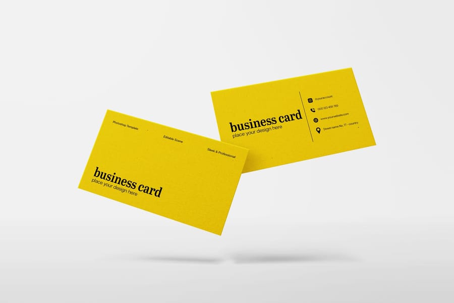Clean Yellow Business Card Mockup Template